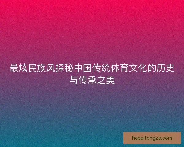 最炫民族风探秘中国传统体育文化的历史与传承之美